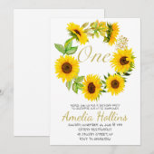 Waterverf ONE Zonnebloem Bloemen Verjaardagsfeest Kaart (Voorkant / Achterkant)