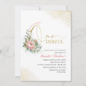 Waterverf ONEderful 1st Birthday Little blush peo Kaart (Voorkant)