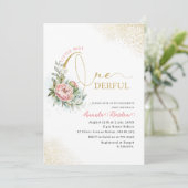 Waterverf ONEderful 1st Birthday Little blush peo Kaart (Staand voorkant)