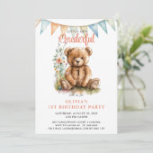 Waterverf Onederful Teddy Bear Meisje 1e Verjaarda Kaart (Staand voorkant)