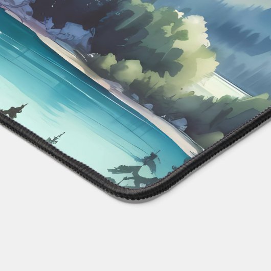 Waterverf ongerepte meren genesteld in de bergen bureaumat (Hoek)