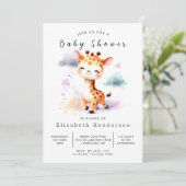 Waterverf Online Giraffe Baby shower Kaart (Staand voorkant)