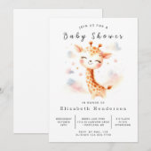 Waterverf Online Giraffe Baby shower Kaart (Voorkant / Achterkant)