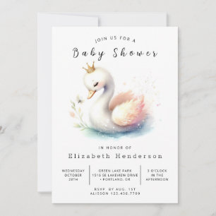 Waterverf Online Swan Baby shower Kaart