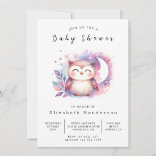 Waterverf Online Uil Baby shower Kaart