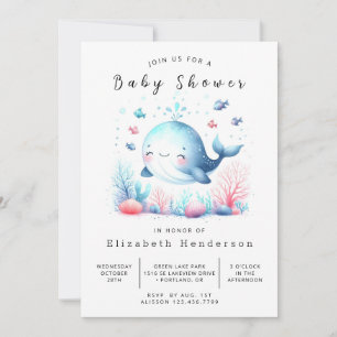 Waterverf Online Whale Baby shower Kaart