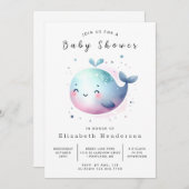 Waterverf Online Whale Baby shower Kaart (Voorkant / Achterkant)