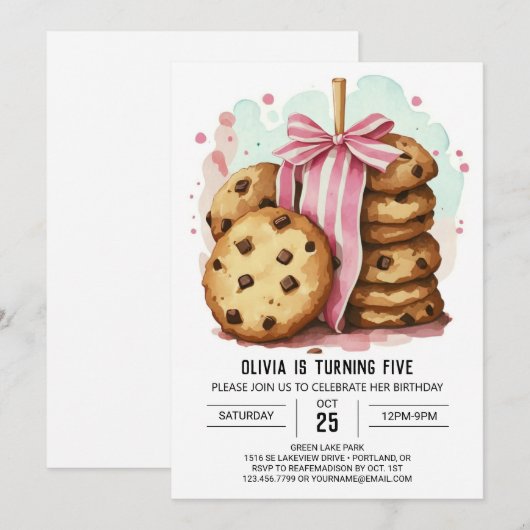 Waterverf Online Whimsical Cookies Verjaardag Kaart (Voorkant / Achterkant)