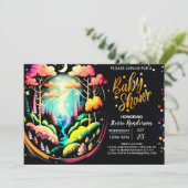 Waterverf Online Woodland bewerkbaar Baby shower Kaart (Staand voorkant)