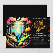 Waterverf Online Woodland bewerkbaar Baby shower Kaart (Voorkant / Achterkant)