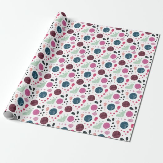 Waterverf onregelmatige poka Dots Pattern Wrapping Cadeaupapier (Uitgerold)