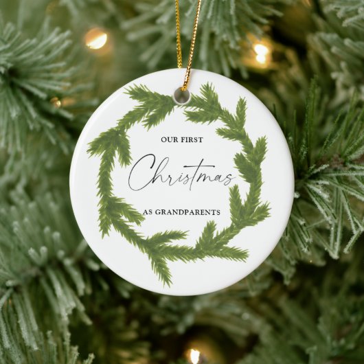 Waterverf Ons eerste kerstfeest als grootouders Ce Keramisch Ornament (Boom)
