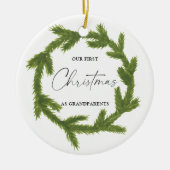 Waterverf Ons eerste kerstfeest als grootouders Ce Keramisch Ornament (Voorkant)