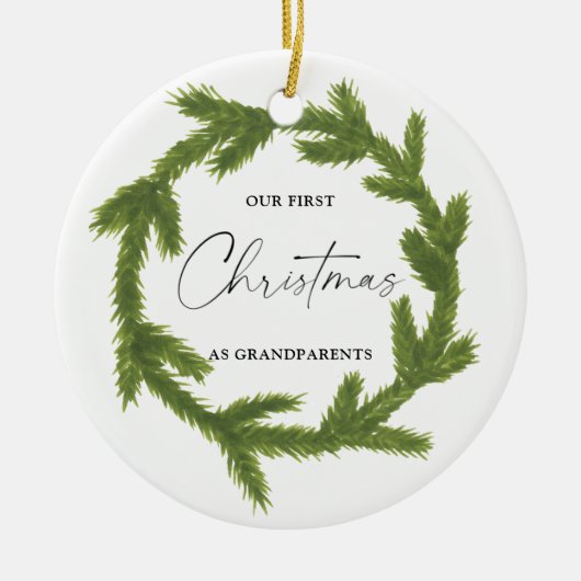 Waterverf Ons eerste kerstfeest als grootouders Ce Keramisch Ornament (Voorkant)