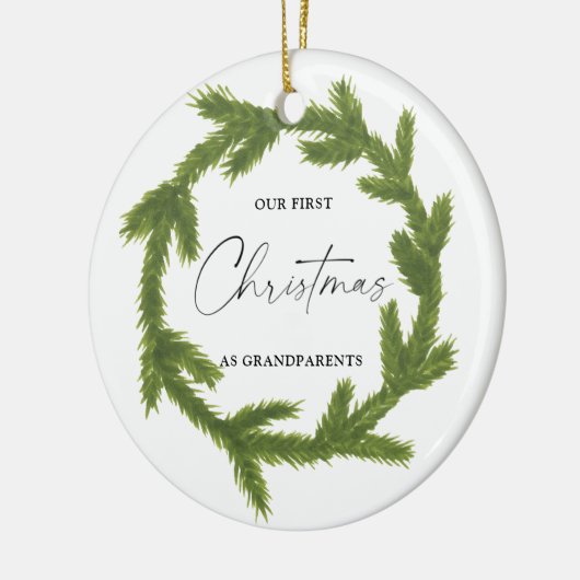 Waterverf Ons eerste kerstfeest als grootouders Ce Keramisch Ornament (Links)