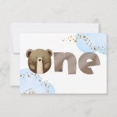 Waterverf Ons kleine beer is één baby verjaardag Bedankkaart (Achterkant)
