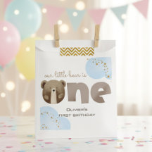 Waterverf Ons kleine beer is één baby verjaardag