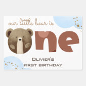 Waterverf Ons kleine beer is één baby verjaardag Inpakpapier Vel (Voorkant)