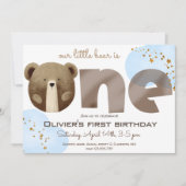 Waterverf Ons kleine beer is één baby verjaardag Kaart (Voorkant)