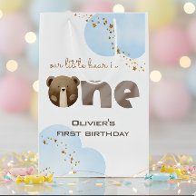 Waterverf Ons kleine beer is één baby verjaardag