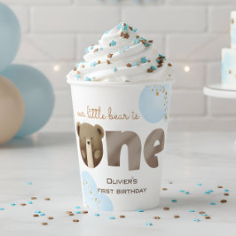 Waterverf Ons kleine beer is één baby verjaardag Papieren Bekers