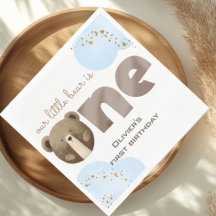 Waterverf Ons kleine beer is één baby verjaardag