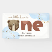 Waterverf Ons kleine beer is één baby verjaardag Spandoek (Horizontaal)