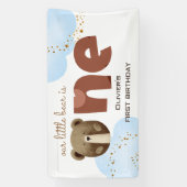 Waterverf Ons kleine beer is één baby verjaardag Spandoek (Verticaal)