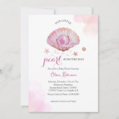 Waterverf ons kleine parelmeisje Baby shower Kaart (Voorkant)