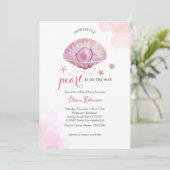 Waterverf ons kleine parelmeisje Baby shower Kaart (Staand voorkant)