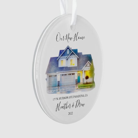 Waterverf Ons nieuwe adres Aangepaste homeforum Fo Ornament (voorkant)