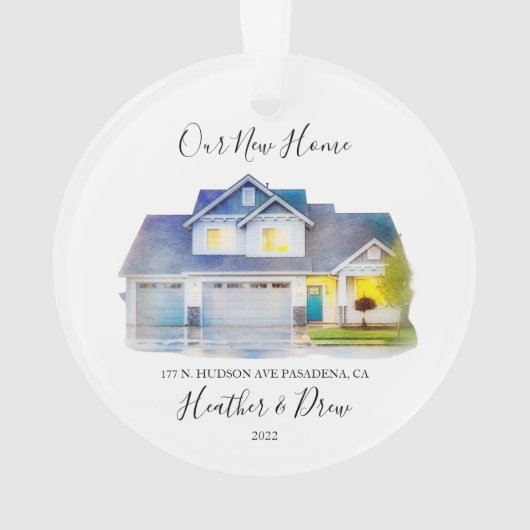 Waterverf Ons nieuwe adres Aangepaste homeforum Fo Ornament (achterkant)