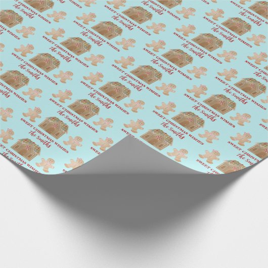 Waterverf ontbijtkoek met zoete kerstbekroop cadeaupapier (Hoek)