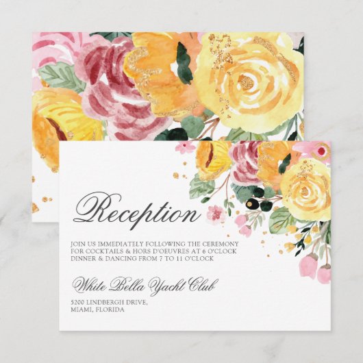 Waterverf - Ontvangst van het huwelijk Kaart (Voorkant / Achterkant)