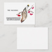 Waterverf ontwerp Bos vogel waxwing Notitiekaartje (Voorkant / Achterkant)