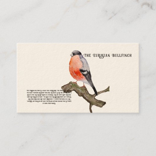 Waterverf ontwerp bosvogel bullfinch visitekaartje (Voorkant)