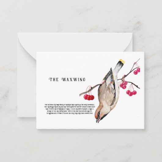 Waterverf ontwerp bosvogel pestervogel notitiekaartje (Voorkant)