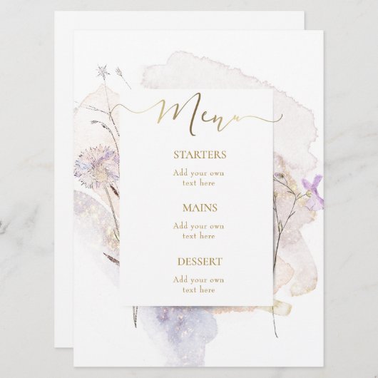 waterverf ontwerp Menu (Voorkant / Achterkant)