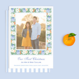 Waterverf onze eerste kerst als meneer en mevrouw  feestdagenkaart