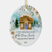 Waterverf Onze eerste kerst in ons nieuwe huis Keramisch Ornament (Rechts)