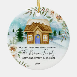 Waterverf Onze eerste kerst in ons nieuwe huis Keramisch Ornament