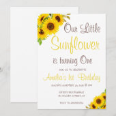 Waterverf Onze Kleine Zonnebloem Bloemen Verjaarda Kaart (Voorkant / Achterkant)