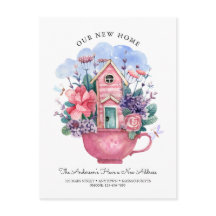 Waterverf Onze nieuwe Home Pink Tea Cup Floral