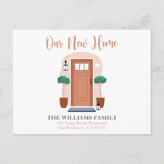 Waterverf onze nieuwe mededeling over thuisverplaa briefkaart (Voorkant)