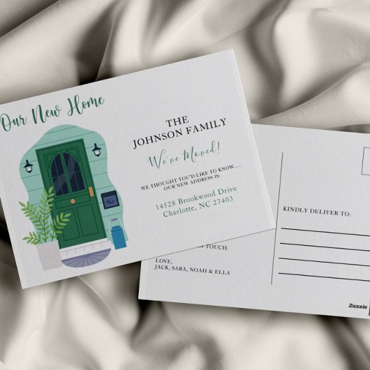 Waterverf onze nieuwe mededeling over thuisverplaa briefkaart