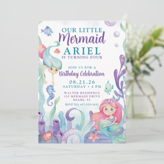 Waterverf Onze uitnodiging voor een kleine zeemeer (Staand voorkant)