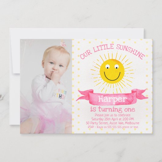 Waterverf Onze uitnodiging voor een zonnige verjaa (Voorkant)