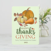 Waterverf Oogst herfst happy thanksgiving Feestdagenkaart (Staand voorkant)