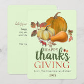 Waterverf Oogst herfst happy thanksgiving Feestdagenkaart (Voorkant / Achterkant)