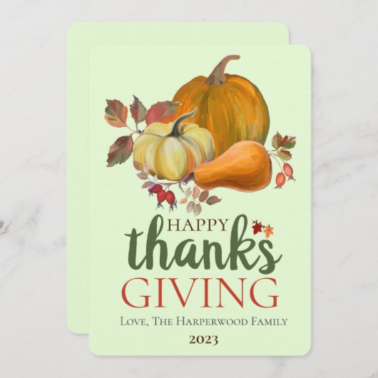 Waterverf Oogst herfst happy thanksgiving Feestdagenkaart (Voorkant / Achterkant)